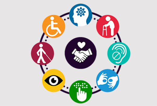 Circle of symbols of different disabilities